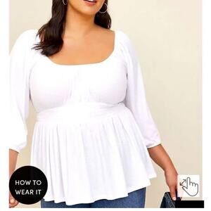 TORRID Green Off Shoulder Textured Smocked Peasant Top Sz 6